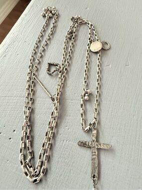 Dogeared Silver-Tone Round Logo Tag Necklace
